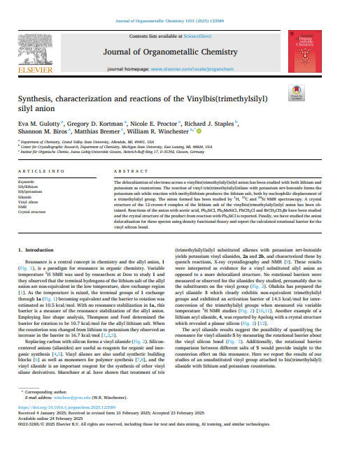 Journal article in "Journal of Organometallic Chemistry"